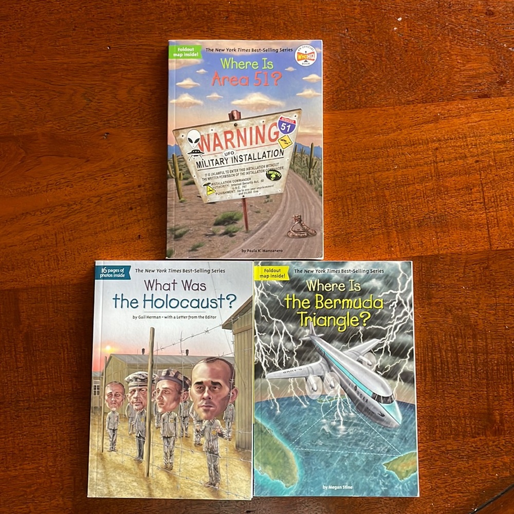 Area 51/Bermuda Triangle/Holocaust WhoHQ books New York Times bestselling series